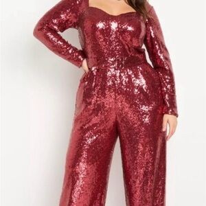 Women's Red Sequin Jumpsuit size 16